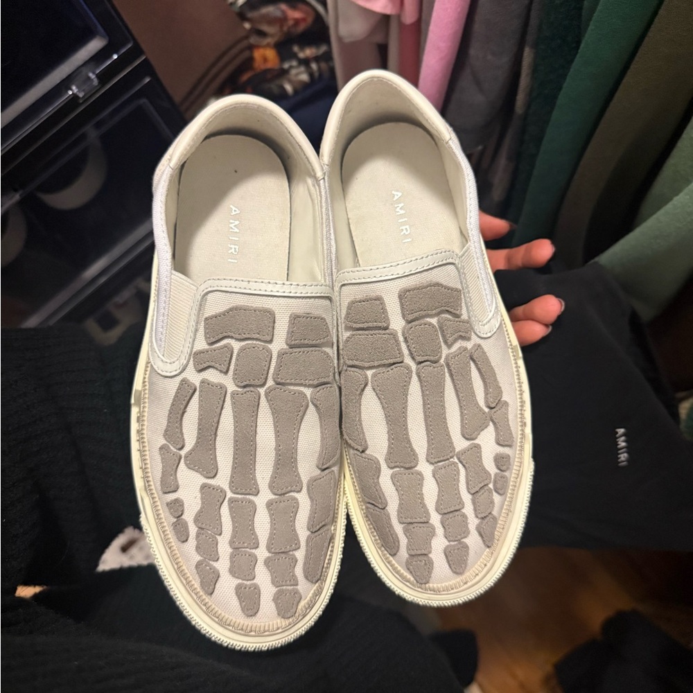 AMIRI Gray and White Skeleton Slip-Ons